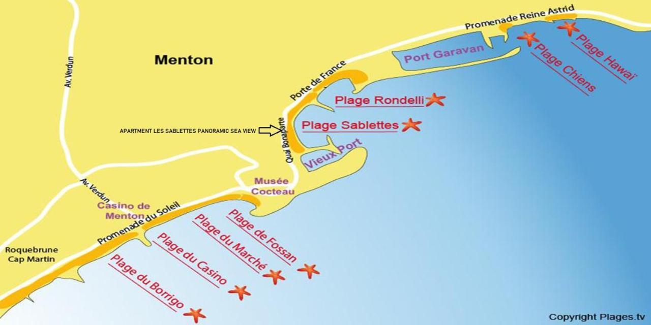 Apartment Les Sablettes Panoramic Sea View Menton Exteriör bild